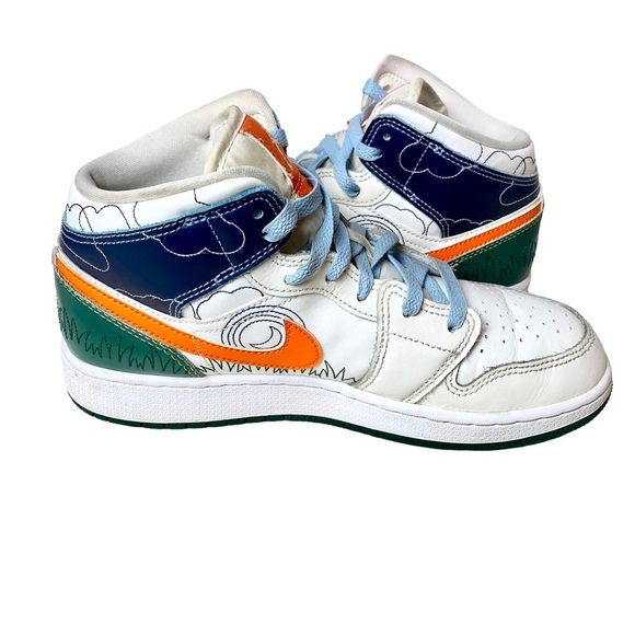 Nike Air Jordan 1 Mid SE GS Size 6.5Y 'STITCH'‎ Sail/Orange DX2462-100 - Picture 5 of 14